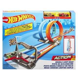 HOT WHEELS DVOJNÁSLUČNÁ ZÁVODNÁ DRÁHA 2V1 SET 4 METRE 2 DETSKÉ AUTÁ
